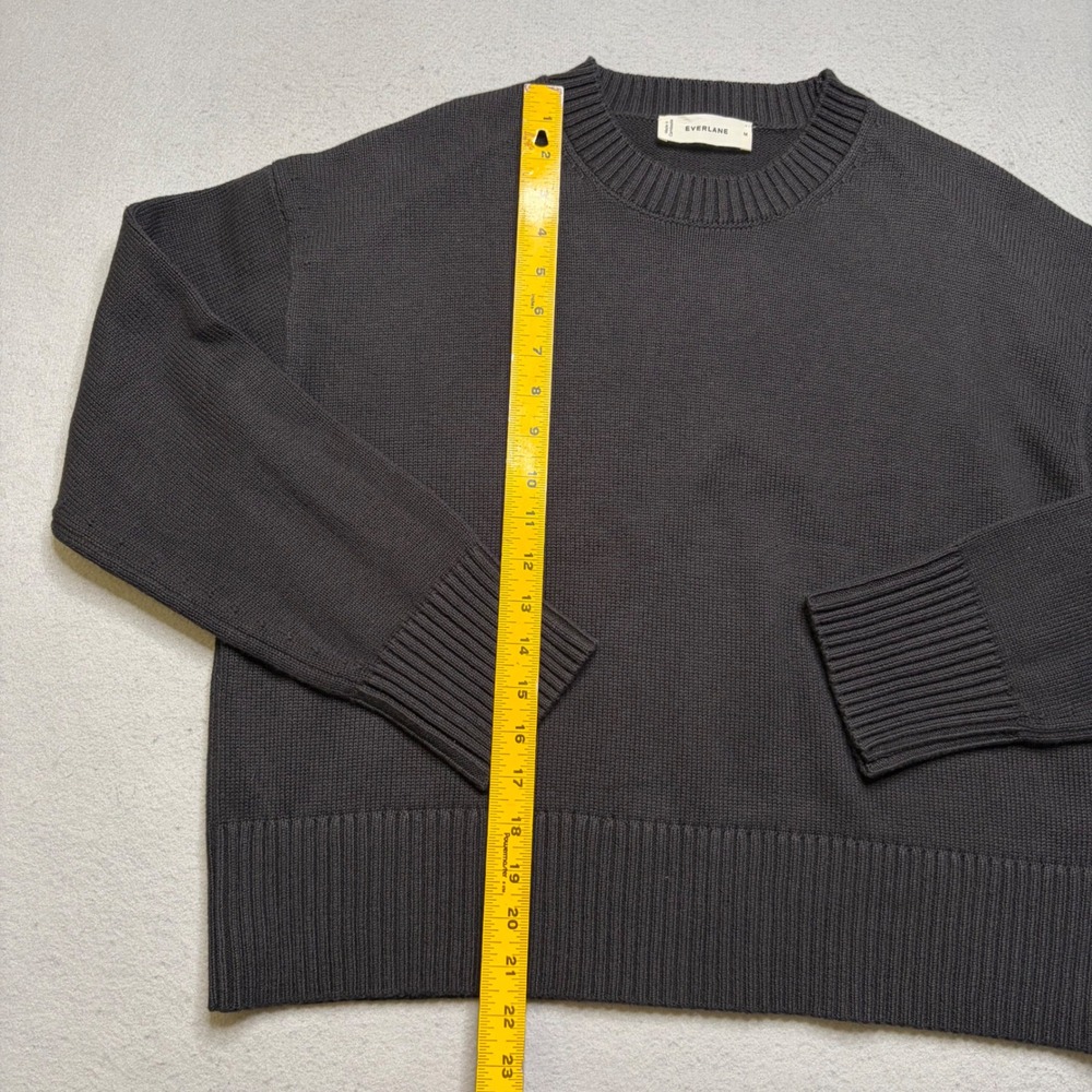 Everlane Sweater Women M Charcoal Gray Organic Cotton Crewneck Ribbed Knit P41 - Picture 8 of 9
